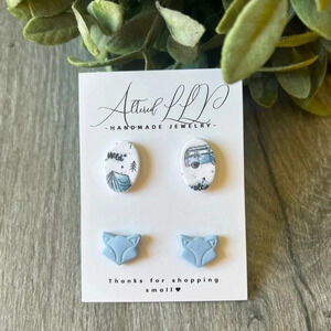 #093 Handmade- Adventure Oval & Fox Stud Pack